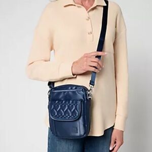 IHKWIP More Love Heart Quilted Unisex Crossbody Navy Blue